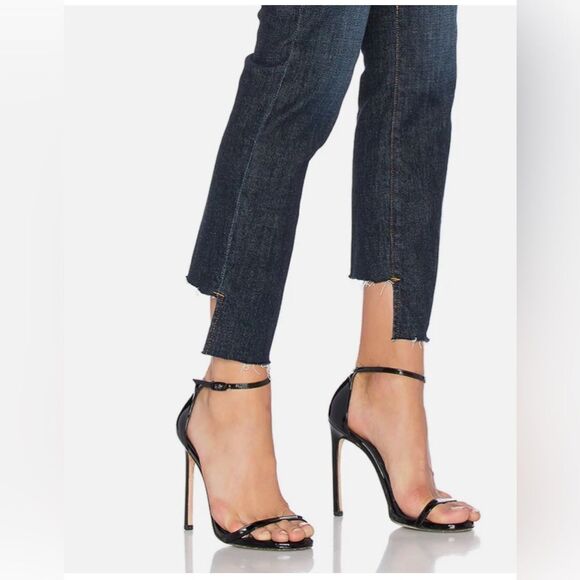 FRAME Denim 9 Le High Straight Reverse Step Hem Jeans 26 Raw Edge Ankle Crop - Picture 4 of 14